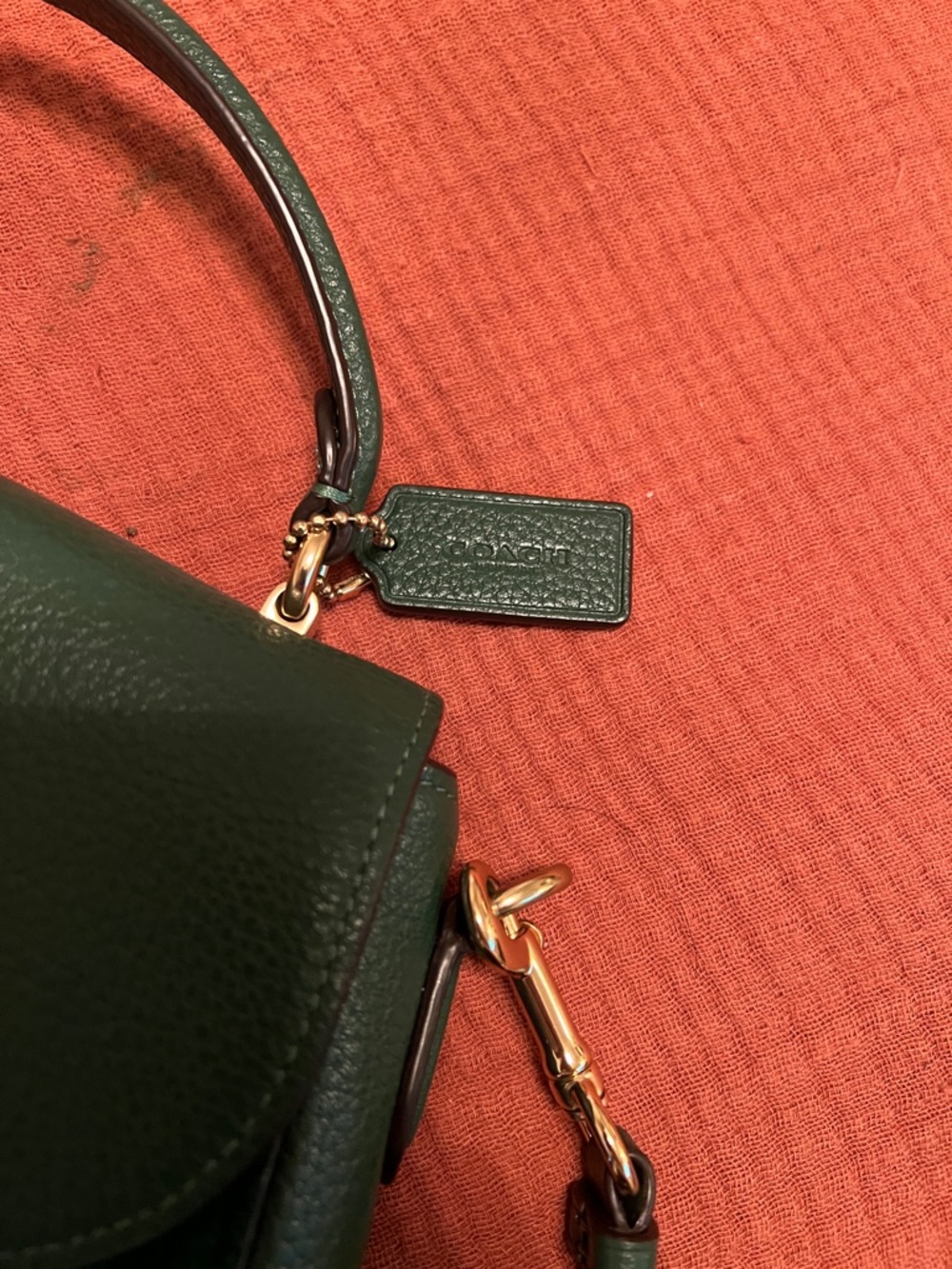 Coach Green Leather & Suede Crossbody with Gold Hardware - Picture 7 of 8